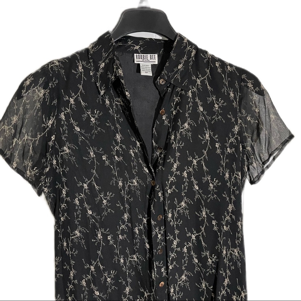 ROBBIE BEE | VINTAGE (90’s) MAXI SILK FLORAL DRESS | BLACK |